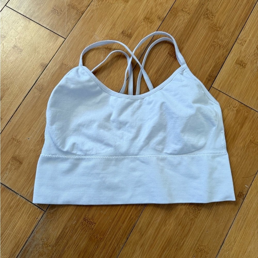 Sports bra stretch comfy size small neutral